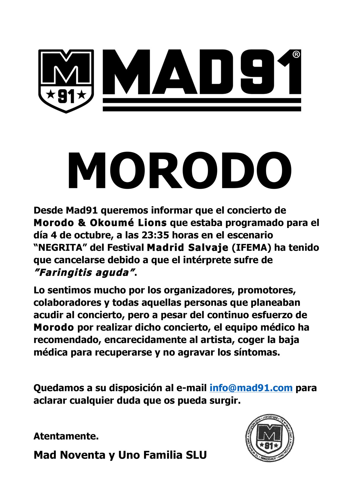 MORODO-Cancelación-Madrid-Salvaje